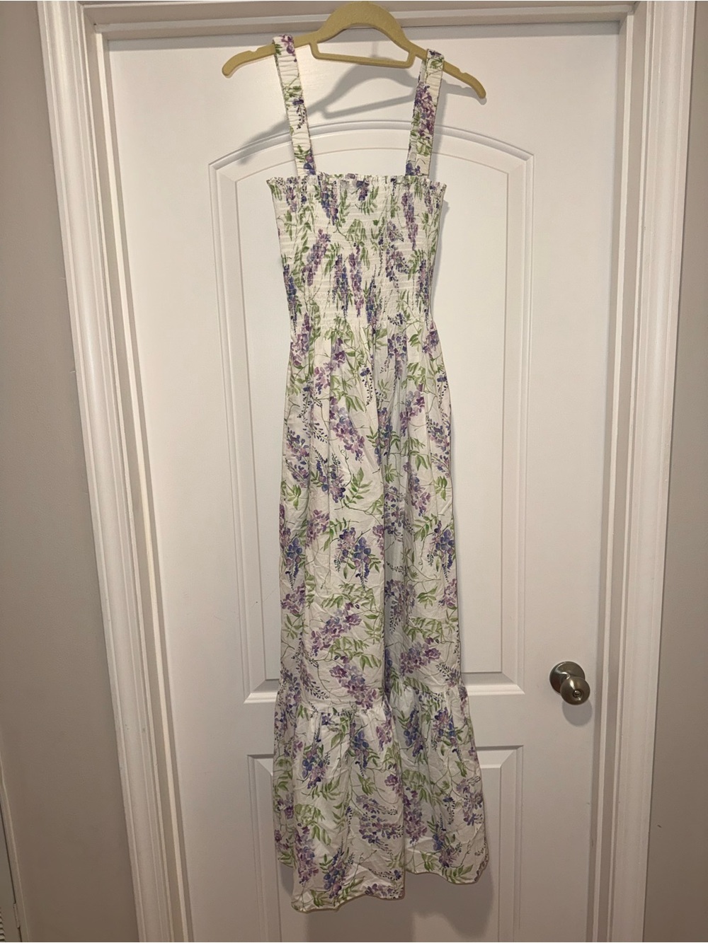 Hill House White Floral Smocked Maxi Dress